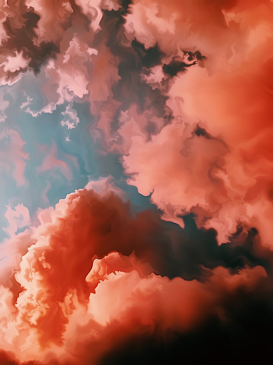Painting of dramatic pink storm clouds created with Brushstroke