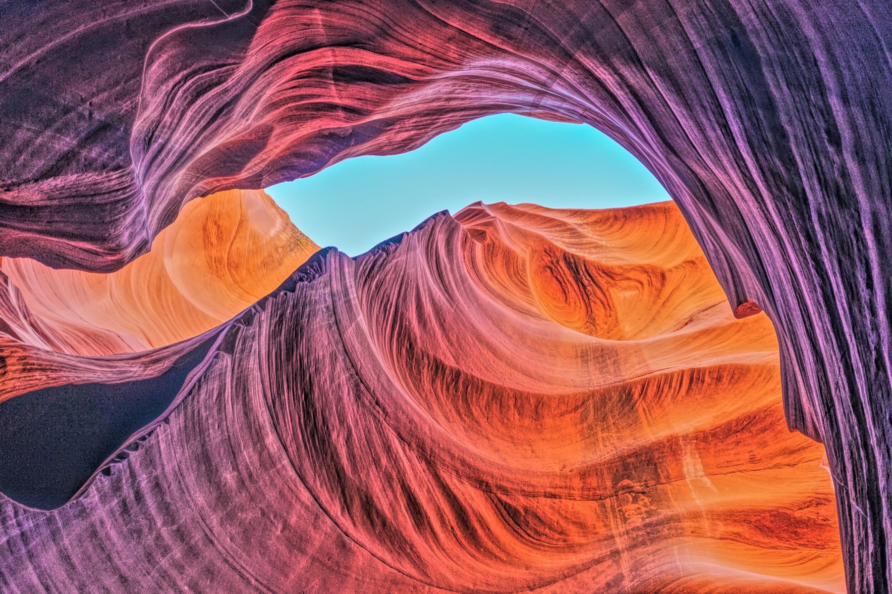 HDR photo of a sandstone slot canyon enhanced with Relight